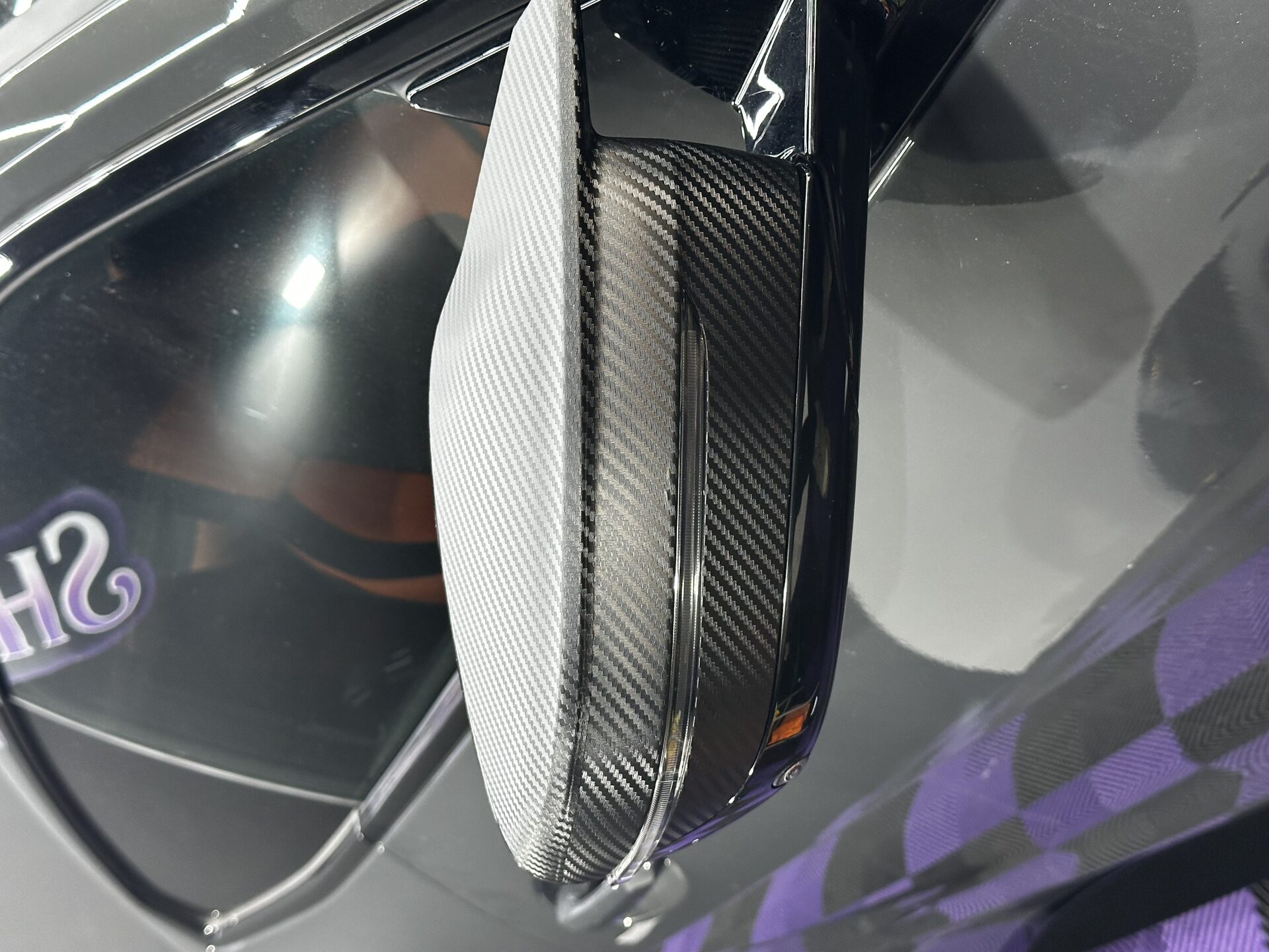 Carbon Fibre Mirror Wrap — after, completed by ShineWorks Customs